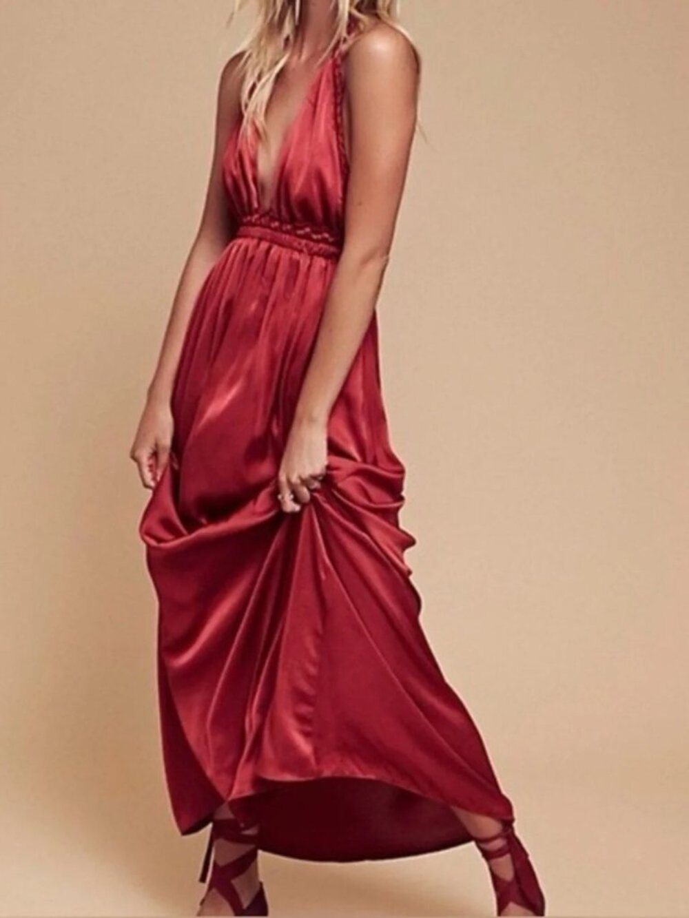 LoveShackFancy Braided Love Dress - Raspberry Charmeuse size 0